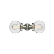 Innovations Lighting Globe 2 Light 14" Wide Bathroom Vanity Light Brushed Satin Nickel / Clear