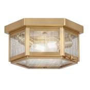 Innovations Lighting Branford 2 Light 11" Wide Semi-Flush Octagon Outdoor Ceiling Fixture with Seedy Glass Antique Brass