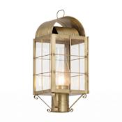 Innovations Lighting Durham 18" Tall Post Light with H Wire Pattern, Clear Glass Chimney and Clear Glass Antique Brass