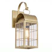 Innovations Lighting Durham 15" Tall Outdoor Wall Sconce with H Wire Pattern and Clear Glass Antique Brass