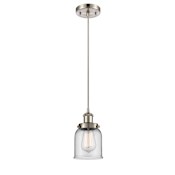 Innovations Lighting Small Bell 5" Wide Mini Pendant - Cord Hung Brushed Satin Nickel / Clear