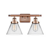 Innovations Lighting Cone 2 Light 18" Wide Vanity Light Antique Copper / Clear