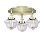 Innovations Lighting Oxford 3 Light 19" Wide Flush Mount Ceiling Fixture Antique Brass / Clear