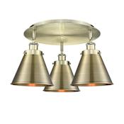 Innovations Lighting Ballston Urban 3 Light 20" Wide Flush Mount Ceiling Fixture Antique Brass