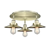 Innovations Lighting Ballston Urban 3 Light 20" Wide Flush Mount Ceiling Fixture Antique Brass