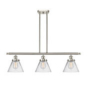 Innovations Lighting Large Cone 3 Light 36" Multi Light Large Pendant Brushed Satin Nickel / Clear