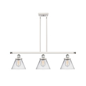 Innovations Lighting Cone 3 Light 36" Wide Linear Pendant White and Polished Chrome / Clear