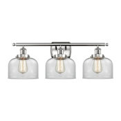 Innovations Lighting Large Bell 3 Light 26" Wide Vanity Light Brushed Satin Nickel / Clear