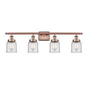 Innovations Lighting Bell 4 Light 36" Wide Vanity Light Antique Copper / Clear