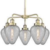 Innovations Lighting Geneseo 5 Light 24" Wide Chandelier Antique Brass / Clear Crackled