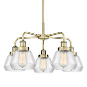 Innovations Lighting Fulton 5 Light 25" Wide Chandelier Antique Brass / Clear