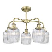 Innovations Lighting Colton 5 Light 24" Wide Chandelier Antique Brass / Clear Halophane