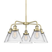 Innovations Lighting Cone 5 Light 26" Wide Chandelier Antique Brass / Clear