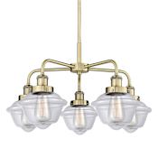 Innovations Lighting Oxford 5 Light 25" Wide Flush Mount Ceiling Fixture Antique Brass / Clear