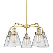 Innovations Lighting Cone 5 Light 25" Wide Chandelier Antique Brass / Clear