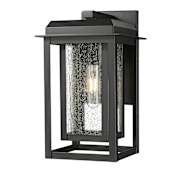 Innovations Lighting Mansfield 13" Tall Outdoor Wall Sconce with Seedy Glass Panels Matte Black