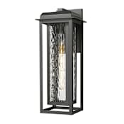 Innovations Lighting Mansfield 20" Tall Outdoor Wall Sconce with Water Glass Panels Matte Black