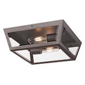Innovations Lighting Madison 2 Light 12" Wide Flush Mount Square Outdoor Ceiling Fixture with Clear Beveled Glass Bronze