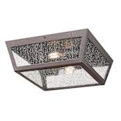 Innovations Lighting Madison 2 Light 12" Wide Flush Mount Square Outdoor Ceiling Fixture with Seedy Glass Bronze