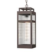 Innovations Lighting Ridgeway 7" Wide Outdoor Mini Pendant with Ribbed Glass Shade Bronze