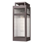 Innovations Lighting Ridgeway 16" Tall Outdoor Wall Sconce with Ribbed Glass Panels Bronze