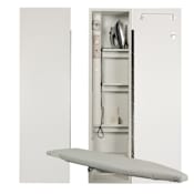 Iron-A-Way Electric Ironing Center - 15" Wide Built In Swiveling 46" Ironing Board with Light and Timer - Right Side Hinged Door Flat White