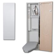 Iron-A-Way Ironing Center - 42" Built-In Ironing Board With Electric System, Light, and Timer - Left Hinged Door Flat White
