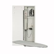 Iron-A-Way Ironing Center - 42 Inch Built-In Swiveling Ironing Board With Electric System, Light and Timer - Left Hinged Door Flat White