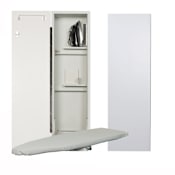 Iron-A-Way Ironing Center - 42" Built-In Swiveling Ironing Board With Storage Cabinet - Left Hinged Door Flat White