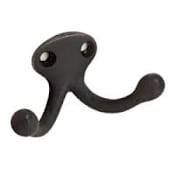 Ives Low Profile Double Cast Aluminum Wardrobe Hook with 1 3/32" Projection Aged Bronze