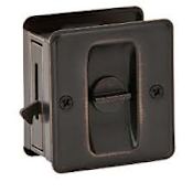 Ives 1-3/4" x 2-1/4" Privacy Sliding Door Lock Aged Bronze