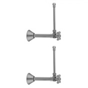 Jaclo Quarter Turn Angle Pattern 1/2" Copper (Sweat Fit) x 3/8" O.D. Faucet Supply Kit with Standard Cross Handle, 20" Supply Tubes, and Escutcheon Matte Black