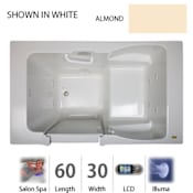 Jacuzzi 60" x 30" Finestra® Walk In Salon® Spa Tub with 10 Jets, LCD Control, Illumatherapy, Heater, Left Drain and Right Pump Almond