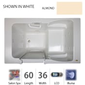 Jacuzzi 60" x 36" Finestra® Walk In Salon® Spa Tub with 10 Jets, LCD Control, Illumatherapy, Heater, Left Drain and Right Pump Almond