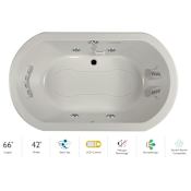 Jacuzzi Anza 66" Salon Spa Bathtub for Drop In Installation with Center Drain and Illumatherapy - Luxury LCD Controls Oyster