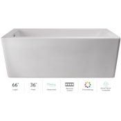 Jacuzzi Bianca 66" Freestanding Soaking Bathtub with Reversible Drain, Heated Soak, and Chromatherapy Technology White