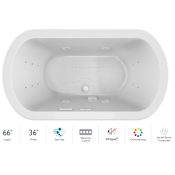 Jacuzzi Duetta 66" Drop-In Spa Combination Bathtub with Center Drain, Whisper+ Technology™, and Chromatherapy White / Chrome Trim