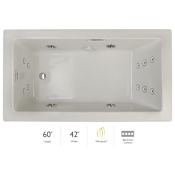 Jacuzzi Elara 60" Acrylic Whirlpool Bathtub for Drop-In Installations with Right Drain Oyster / Chrome Trim