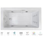 Jacuzzi Elara 72" Drop-In Spa Combination Bathtub with Right Drain, Whisper+ Technology™, and Chromatherapy White / White Trim