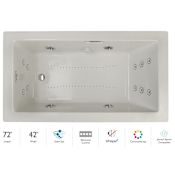 Jacuzzi Elara 72" Drop-In Spa Combination Bathtub with Right Drain, Whisper+ Technology™, and Chromatherapy Oyster / Chrome Trim