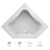 Jacuzzi Signature 60" Corner Soaking Bathtub with Center Drain White