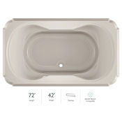 Jacuzzi Marineo 72" Soaking Bathtub for Drop In Installation with Center Drain Oyster
