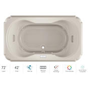 Jacuzzi Marineo 72" Salon Spa Bathtub for Drop In Installation with Center Drain and Chromatherapy / Whisper Technology™ - Luxury Controls Oyster