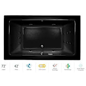 Jacuzzi 72" x 42" Sia&reg; Drop In Luxury Salon Spa Bathtub with 13 Jets, LCD Controls, Illumatherapy, Heater, Center Drain and Right Pump Black