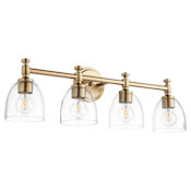 James Allan Powers 4 Light 30" Wide Vanity Light Aged Brass / Clear Seeded