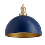 James Allan Eileen 12" Wide Pendant with Metal Shade Blue / Aged Brass