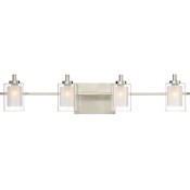 James Allan Vermillion 4 Light 29" Wide LED Bathroom Vanity Light with Outer Clear Glass and Heavy Sand Blast Inner Glass Brushed Nickel