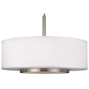 James Allan Milton 3 Light 19" Wide Silk Full Sized Pendant with Etched Glass Shade Brushed Nickel