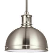James Allan Effingham Single Light 10" Wide LED Mini Pendant with Clear Textured Shade Brushed Nickel