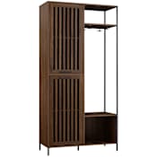 James Allan Mercury 36" W Rustic Industrial Slat Wood Door Entryway Hall Tree Dark Walnut
